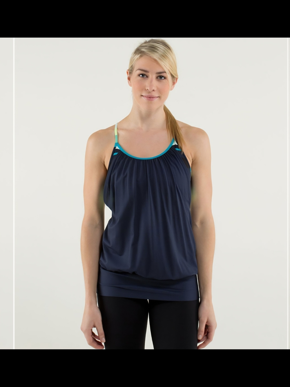 lululemon athletica Navy Tank with Teal Accent Straps